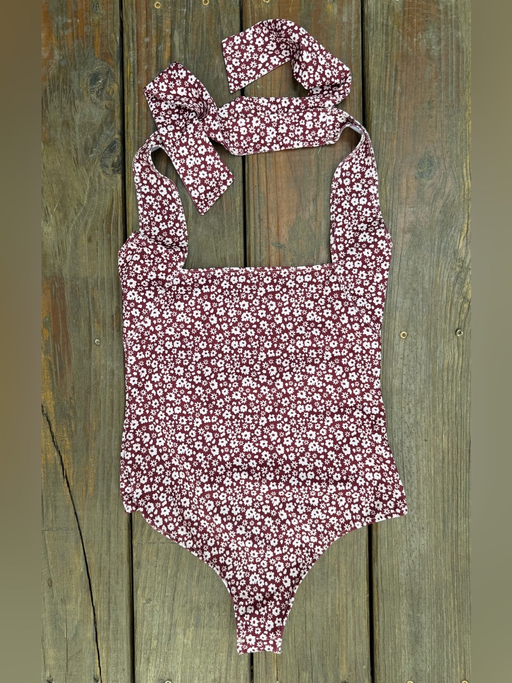 Free People Talk Back Wine Colored Halter Top Body Suit Women’s XS!